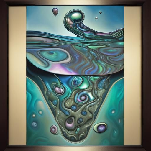 Surreal Abalone Abstract Oil Cell Painting