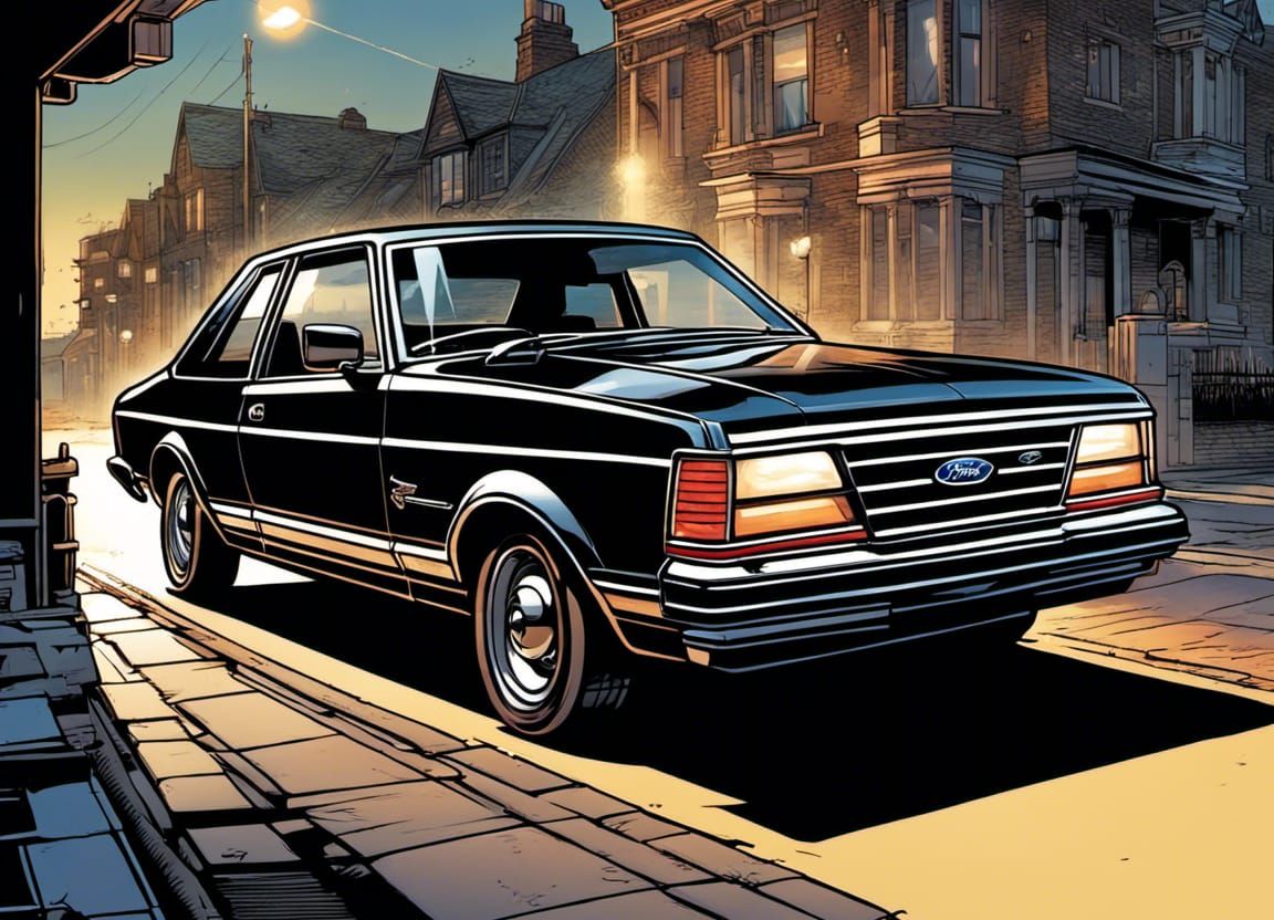 Ford Granada Coupe in Comic Book Style