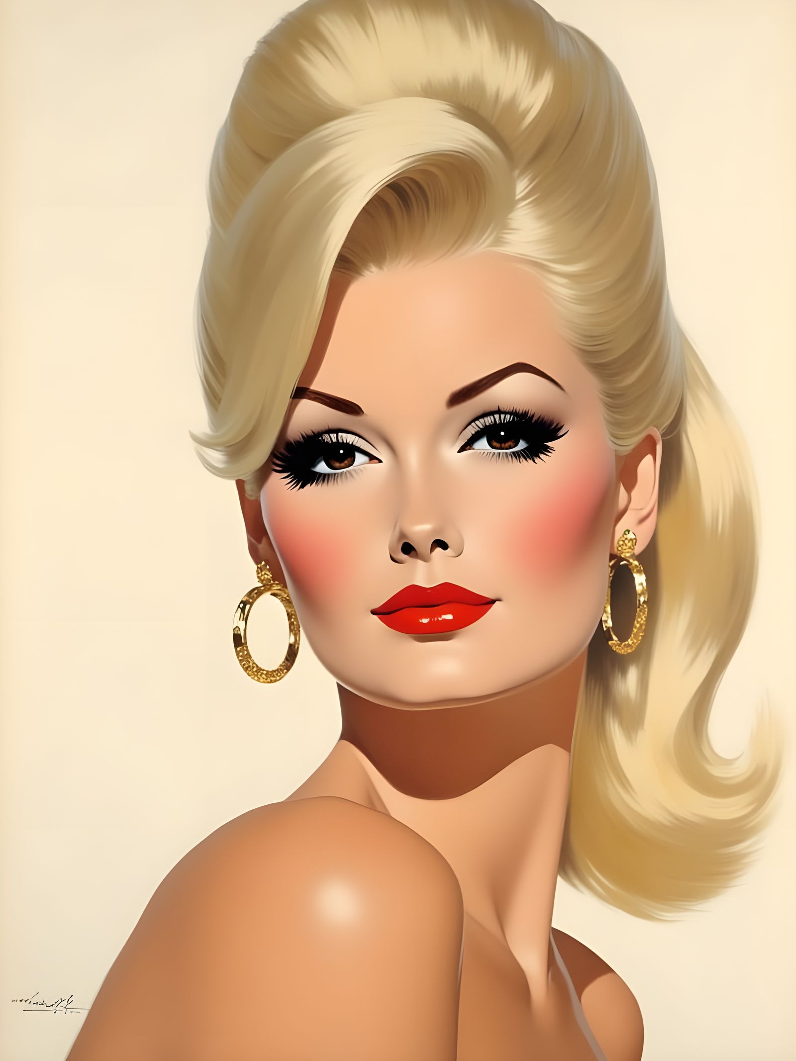 Vintage Pin-Up Showgirl with Beehive Hair