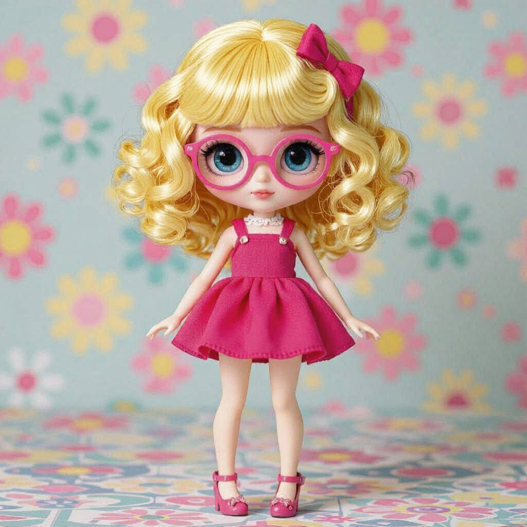Neo Blythe Doll Portrait in Playful Pop Art Style