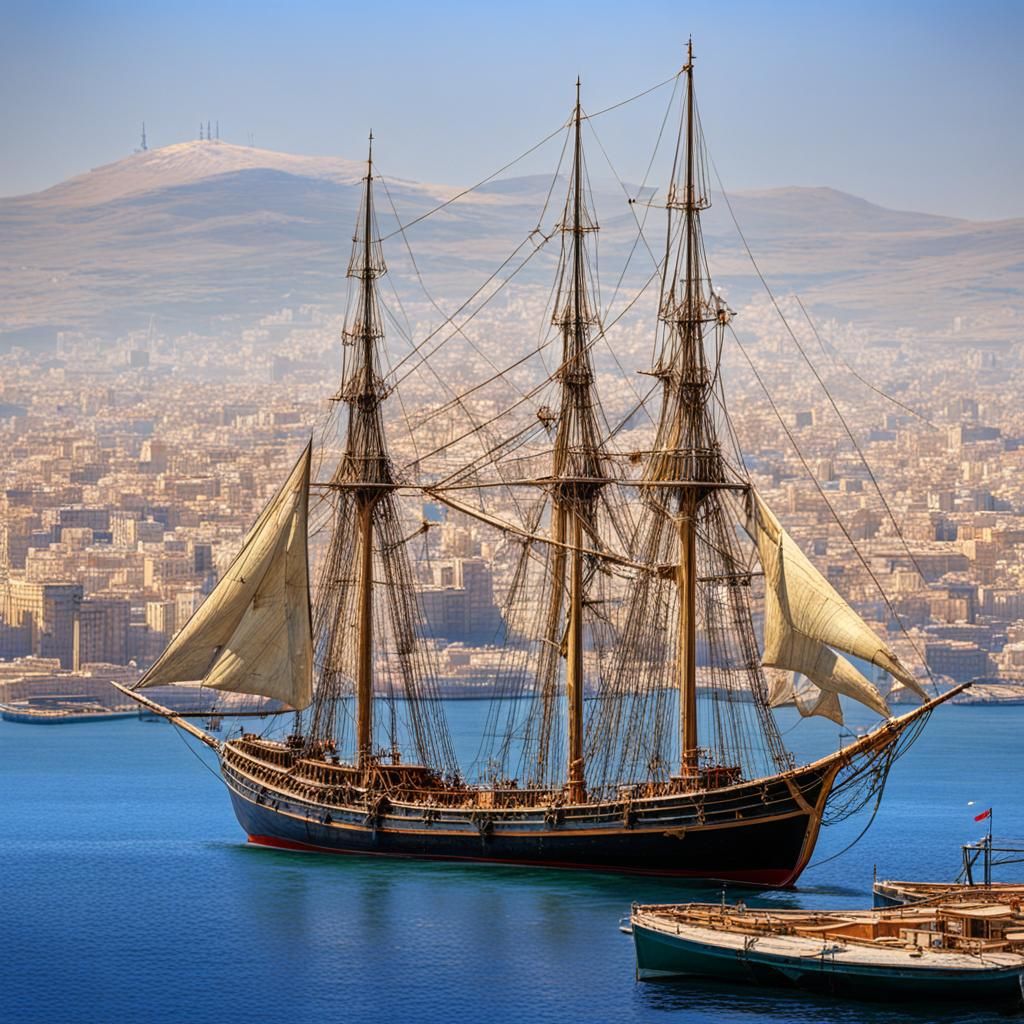 Age of Discovery Ship Near Alexandria Port