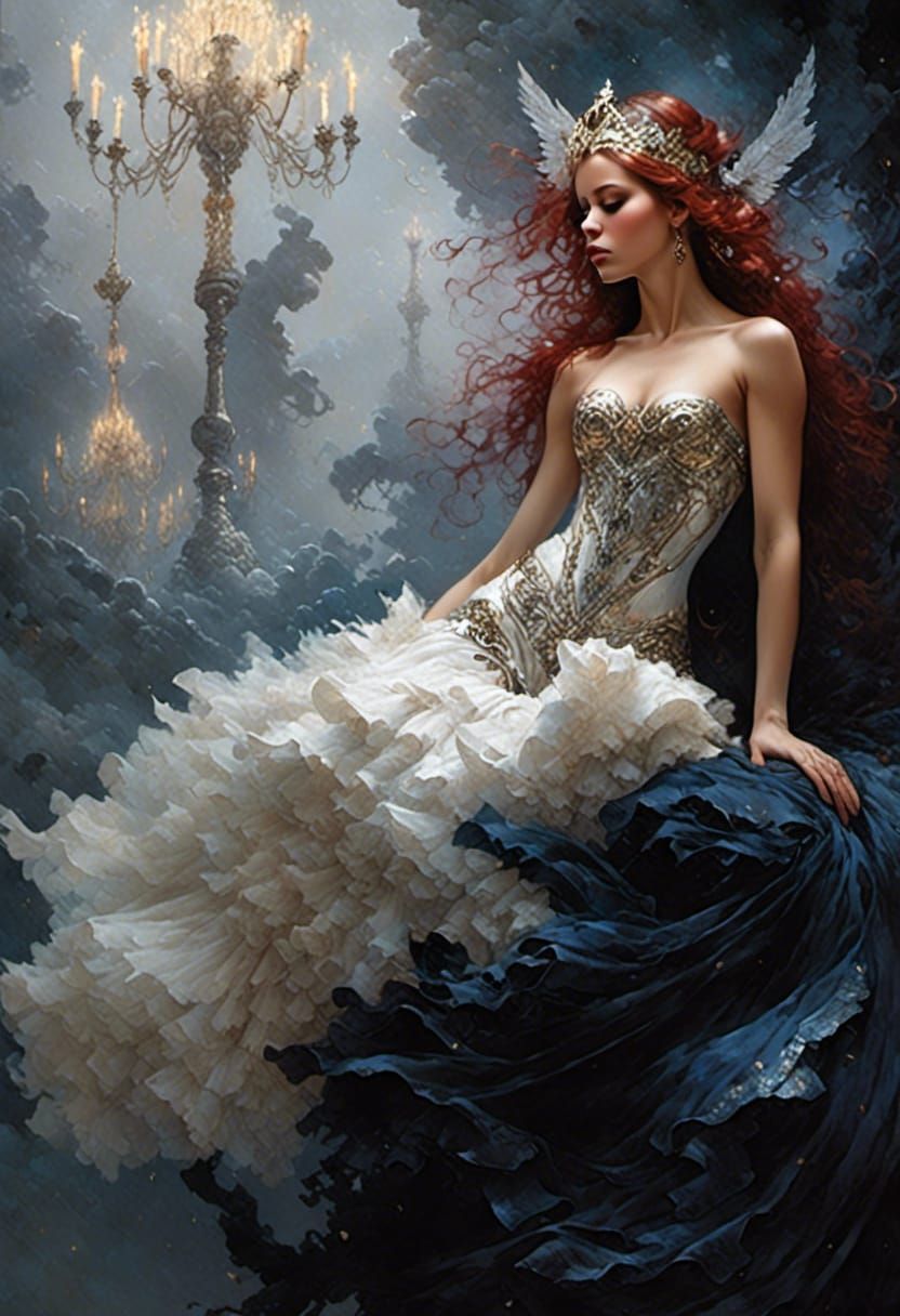 Fantasy Ballerina with Jeweled Corset in Dark Concept Art
