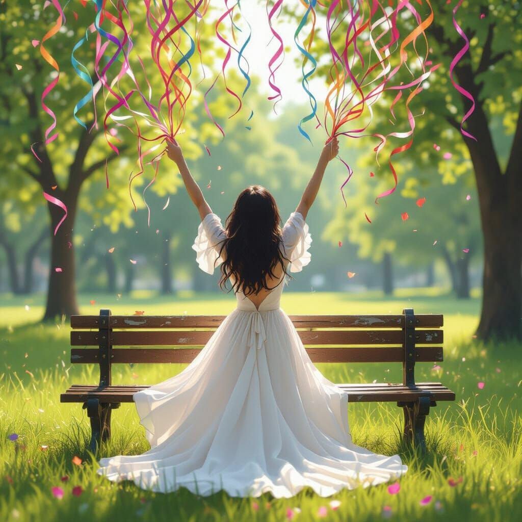 Colorful Streamers Cascade in Anime-Inspired 3D Art