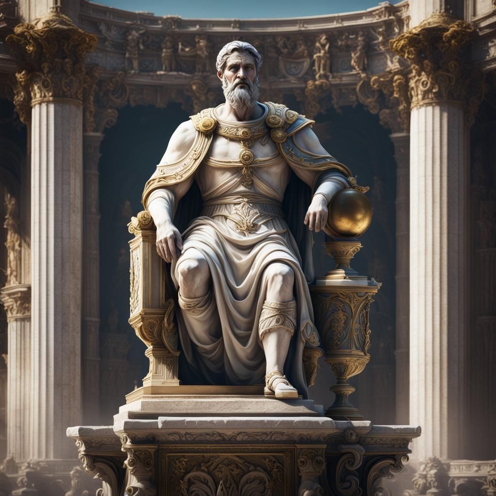 Detailed Marble Statue of Janus in Roman Garb