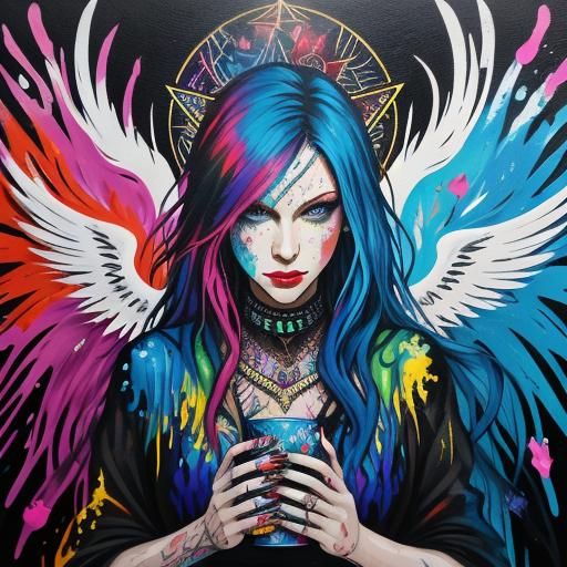 Taylor Swift as Phoenix Tarot Reader in Graffiti Art