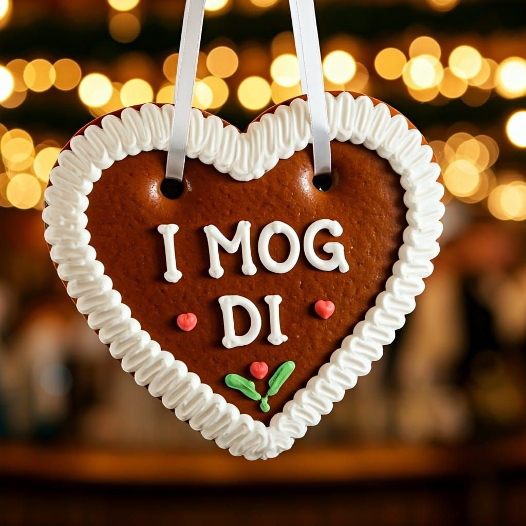 Oktoberfest Gingerbread Heart in Bavarian Folk Art Style