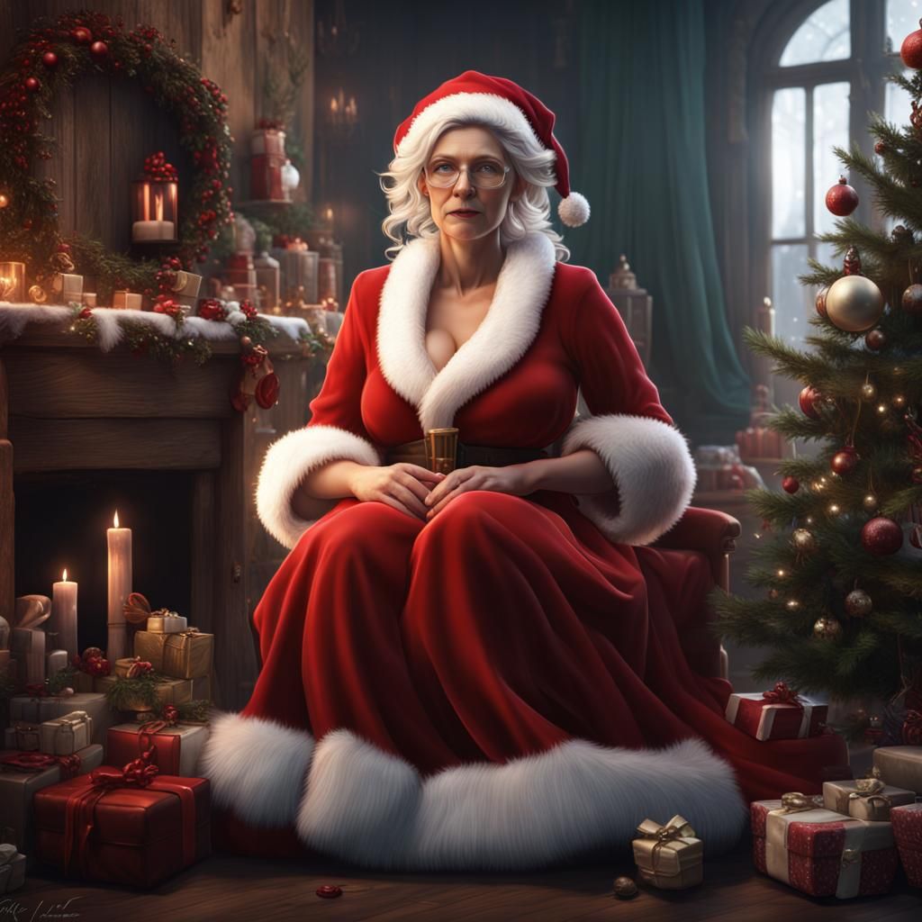 Mrs Claus sits patiently