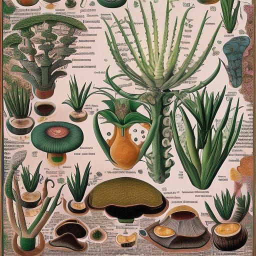 Botanical Engraving in Italian Futurism Style