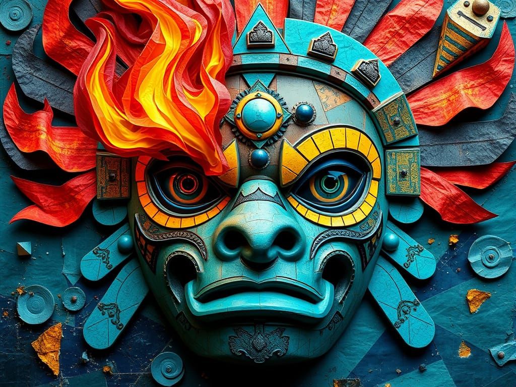Xiuhtecuhtli: Aztec Fire God in Grotesque Surrealism