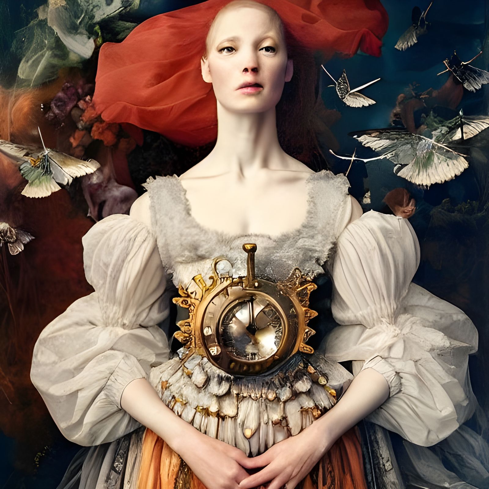 Clockpunk Scientist Woman in Renaissance Portrait