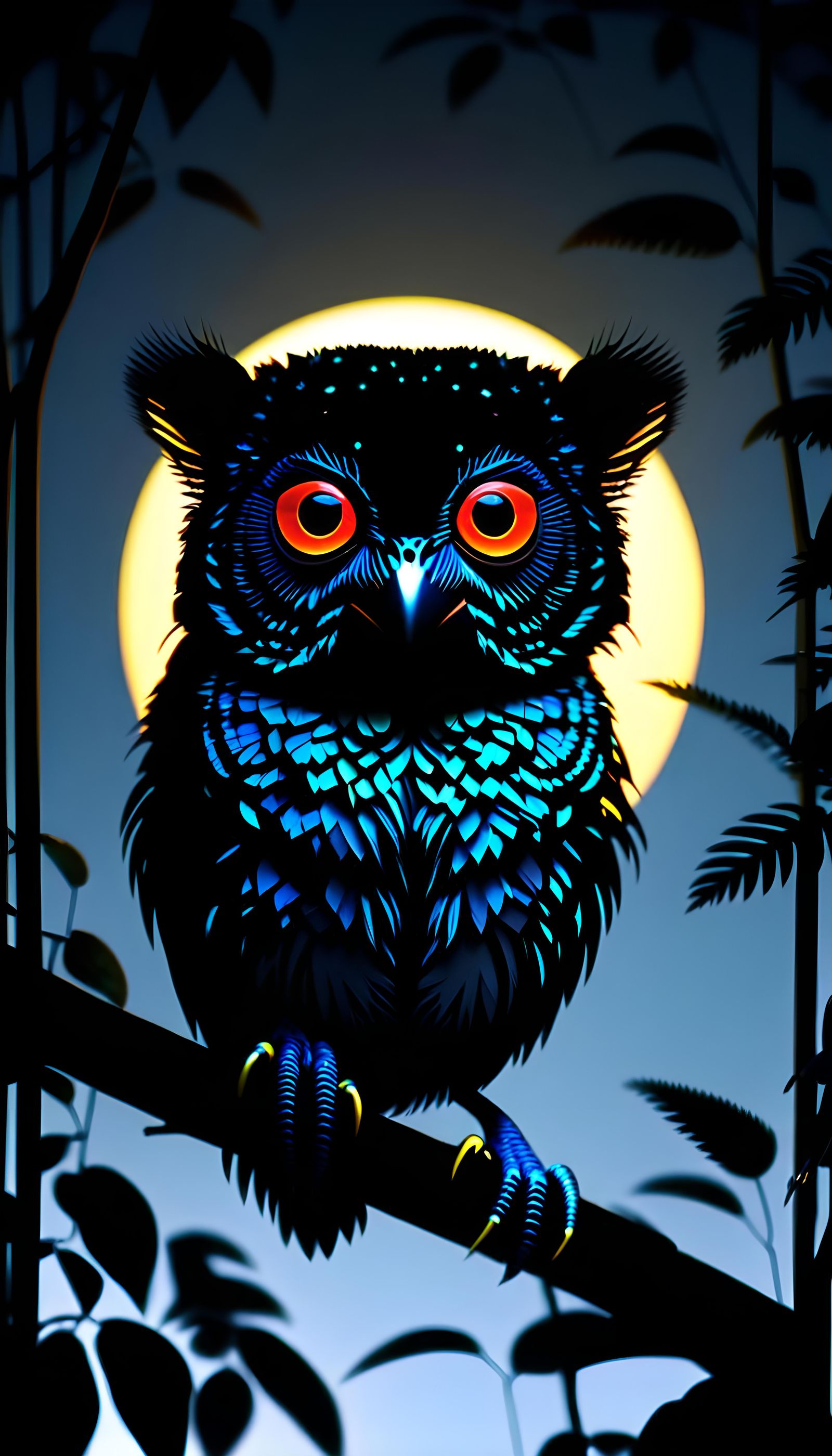 Moonlit Tarsiers: Hyperrealistic Silhouette Art with Optical...