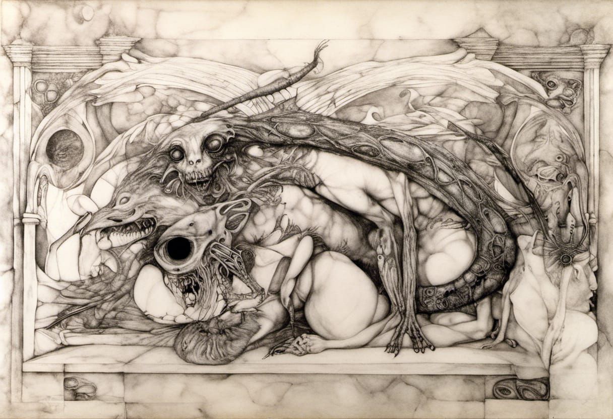 Albino Contortionist Creature Fusion in Fantasy Style