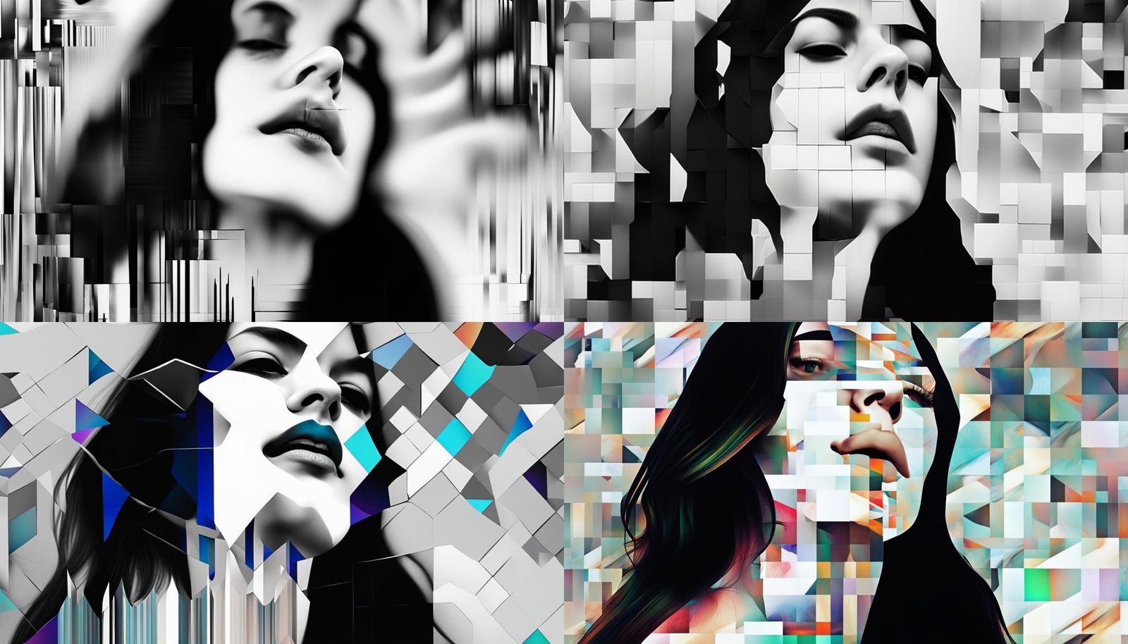 Fractured Face: Glitchcore Mixed Media Collage