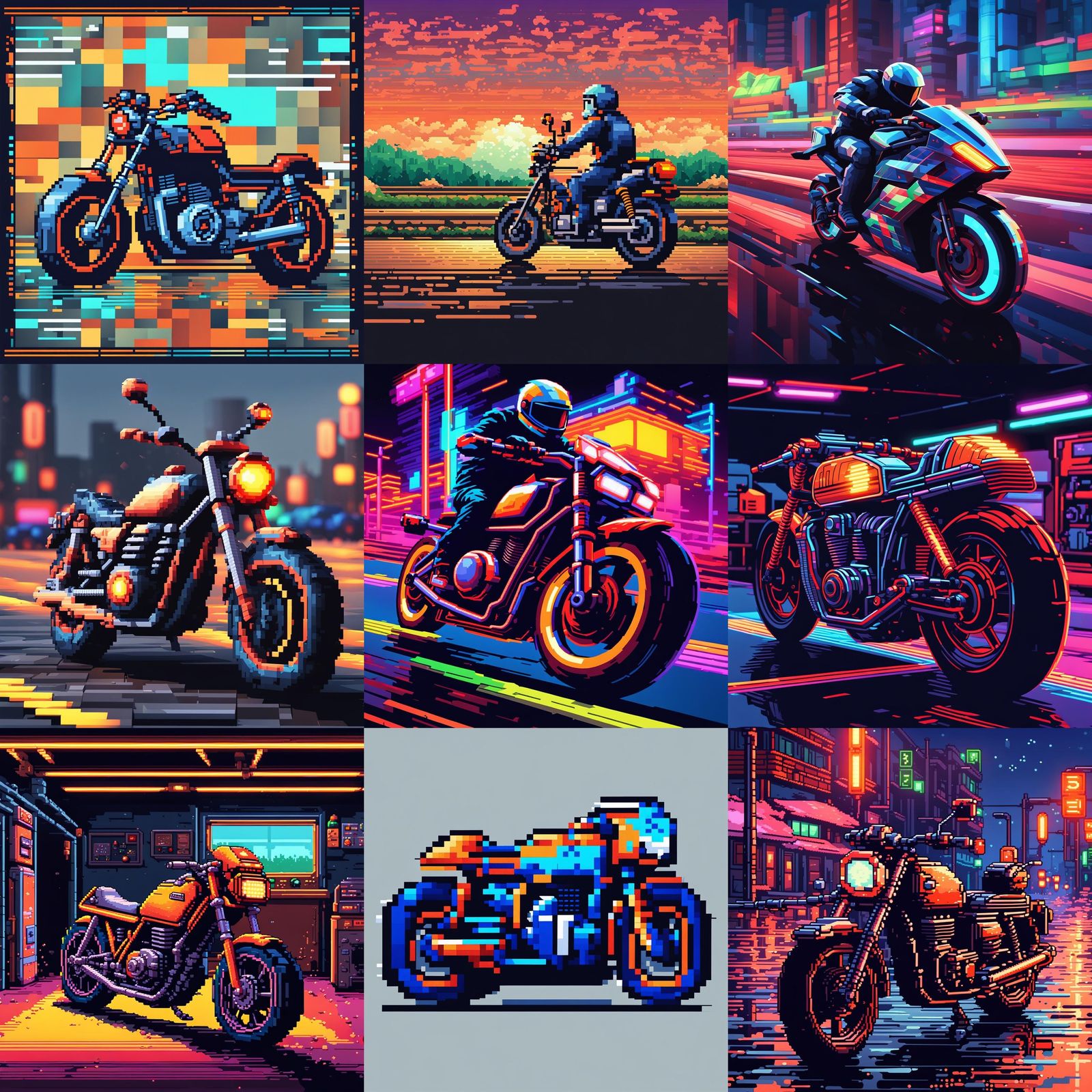 Motorbike pixel art 24 x 24
