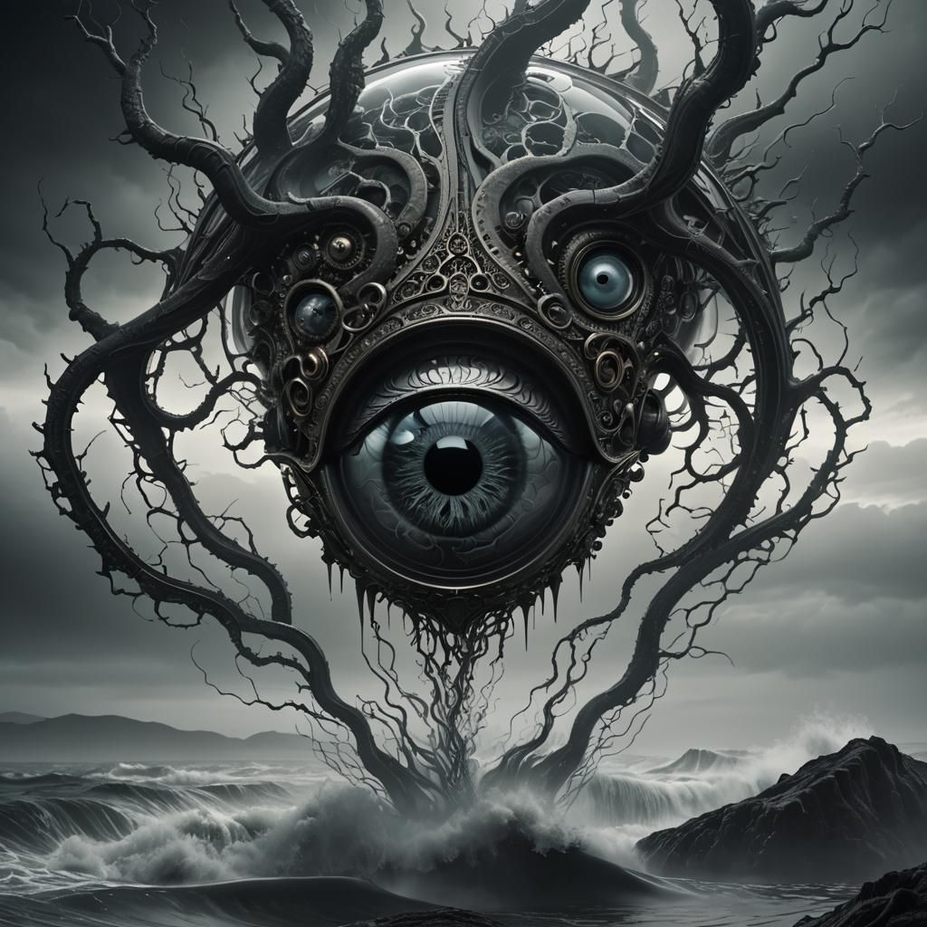 Surreal Glass 'A' Shape in Dark Fantasy 3D Render