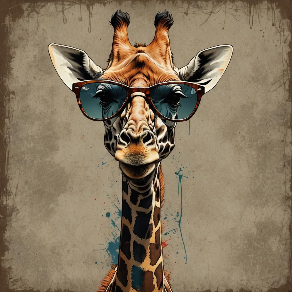 Charismatic Giraffe with Attitude in Graffiti Style