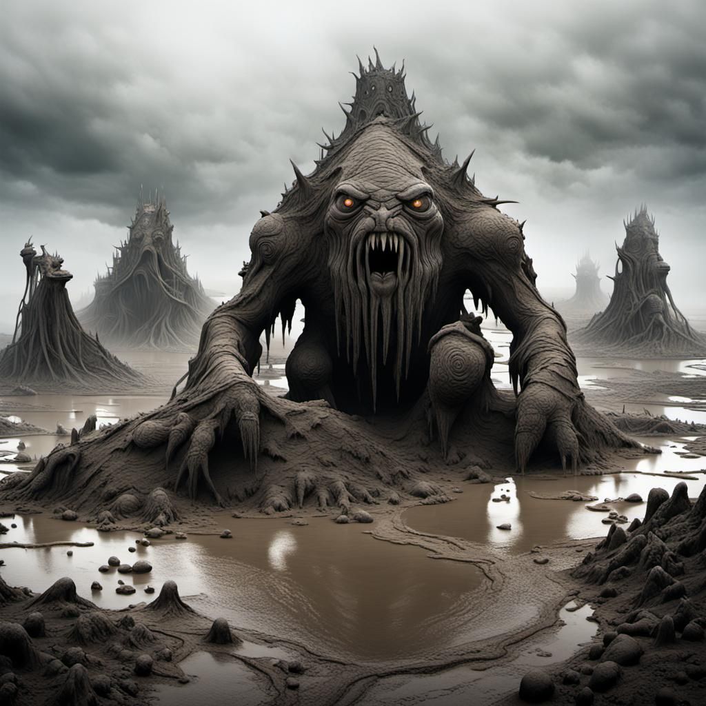 Mysterious Island of Clay Golems: 3D Digital Art