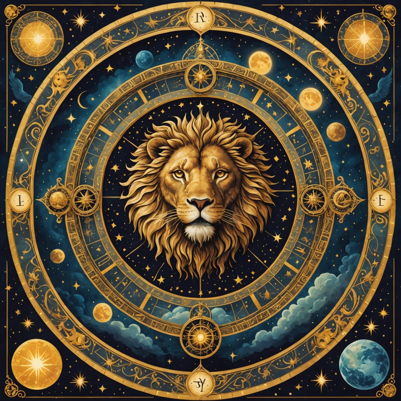 Mystical Wheel of Change Tarot Card Illustration