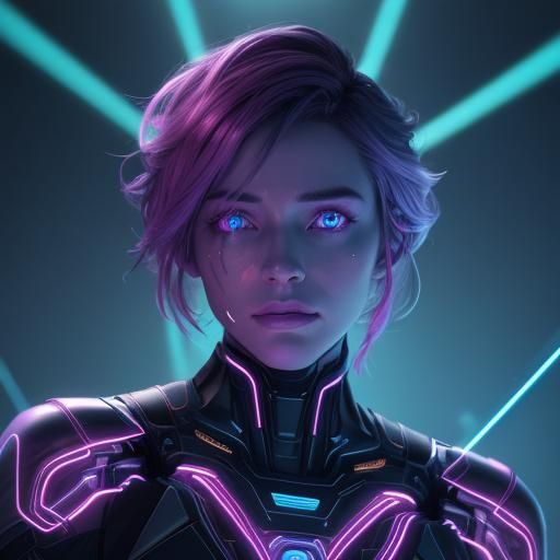 Glowing Cybernetic Heart in Futuristic Lab: 3D Digital Art