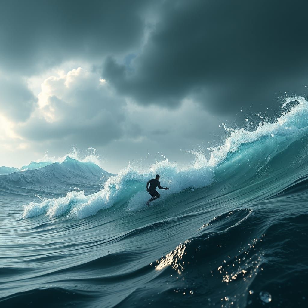 Stormy Sea Adventure in Cyberpunk Style
