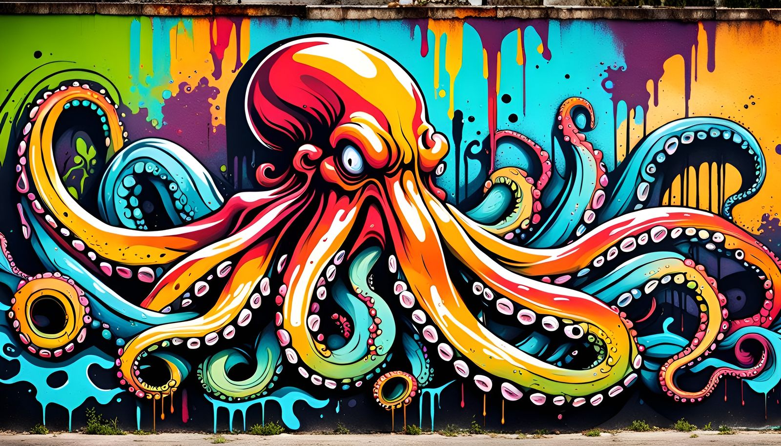 Graffiti Art: Angry Octopus Kraken Street Art