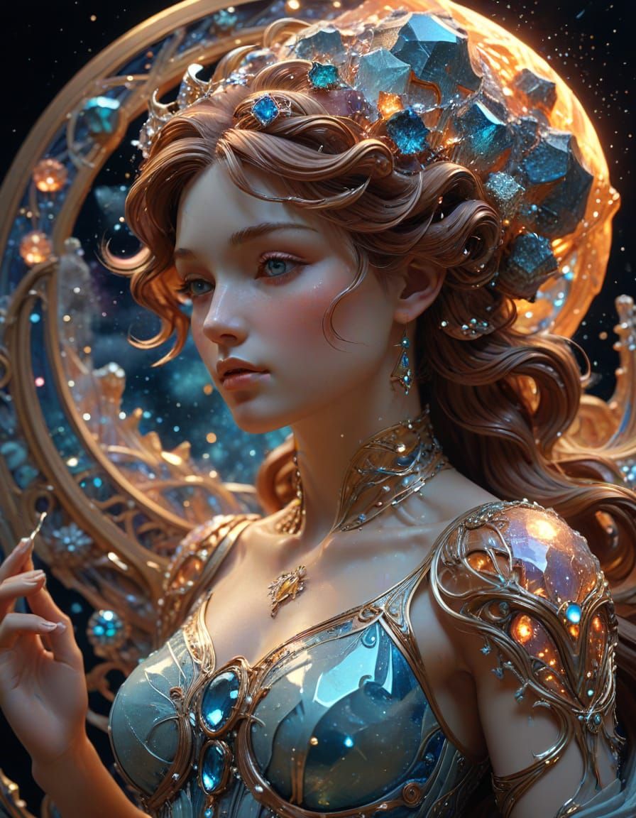 Art Nouveau Sculptor Carves Celestial Goddess from Asteroid