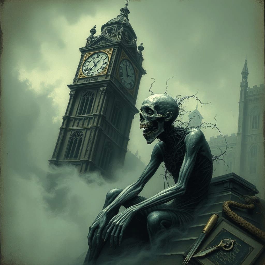 Surreal Horror Landscape in Dark, Mystical Style