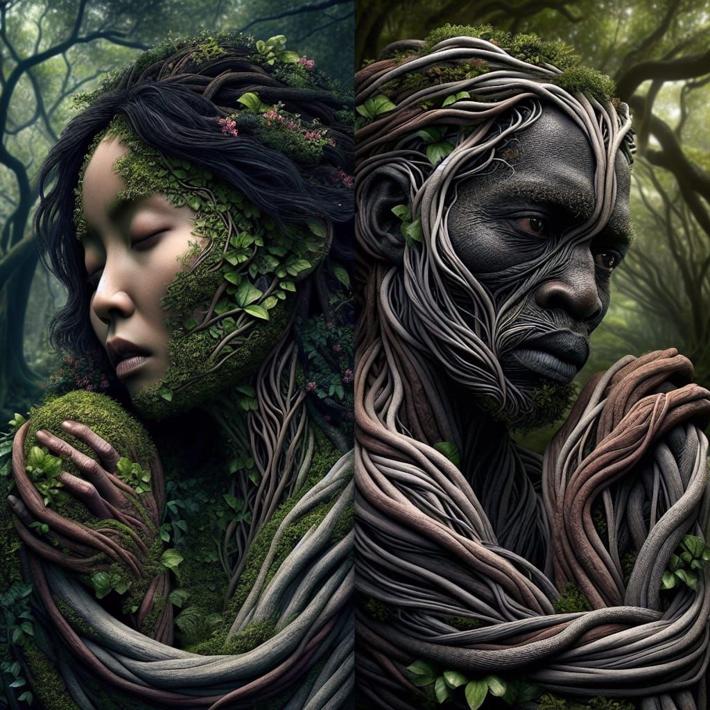Ethereal Jungle Embrace: Earth and Fire