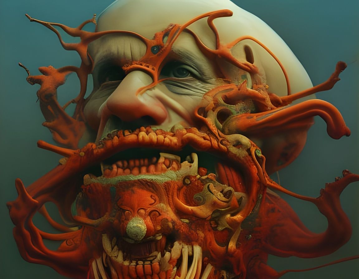 Screaming King: Detailed Art Inspired by Beksinski
