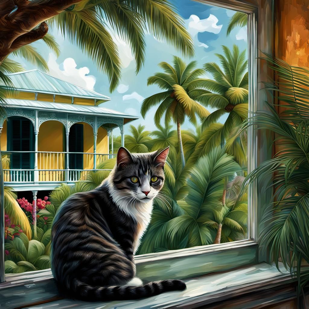 Cat Lounging at Hemingway House, Key West