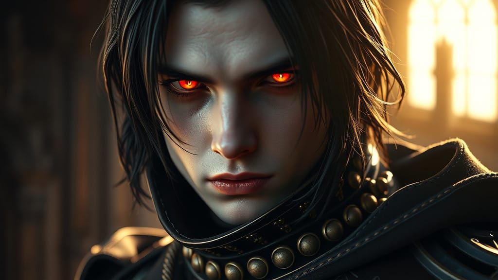 Glowing Red Eyes of an Ethereal Vampire Knight