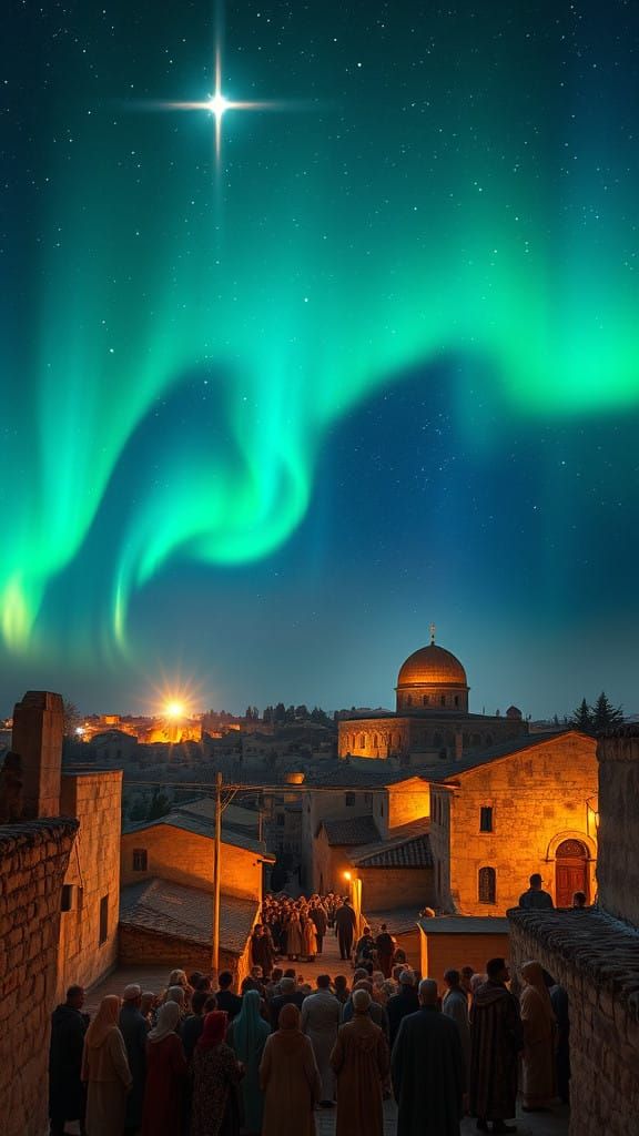 Emerald Jerusalem Night Sky Illuminated by Celestial Wonder