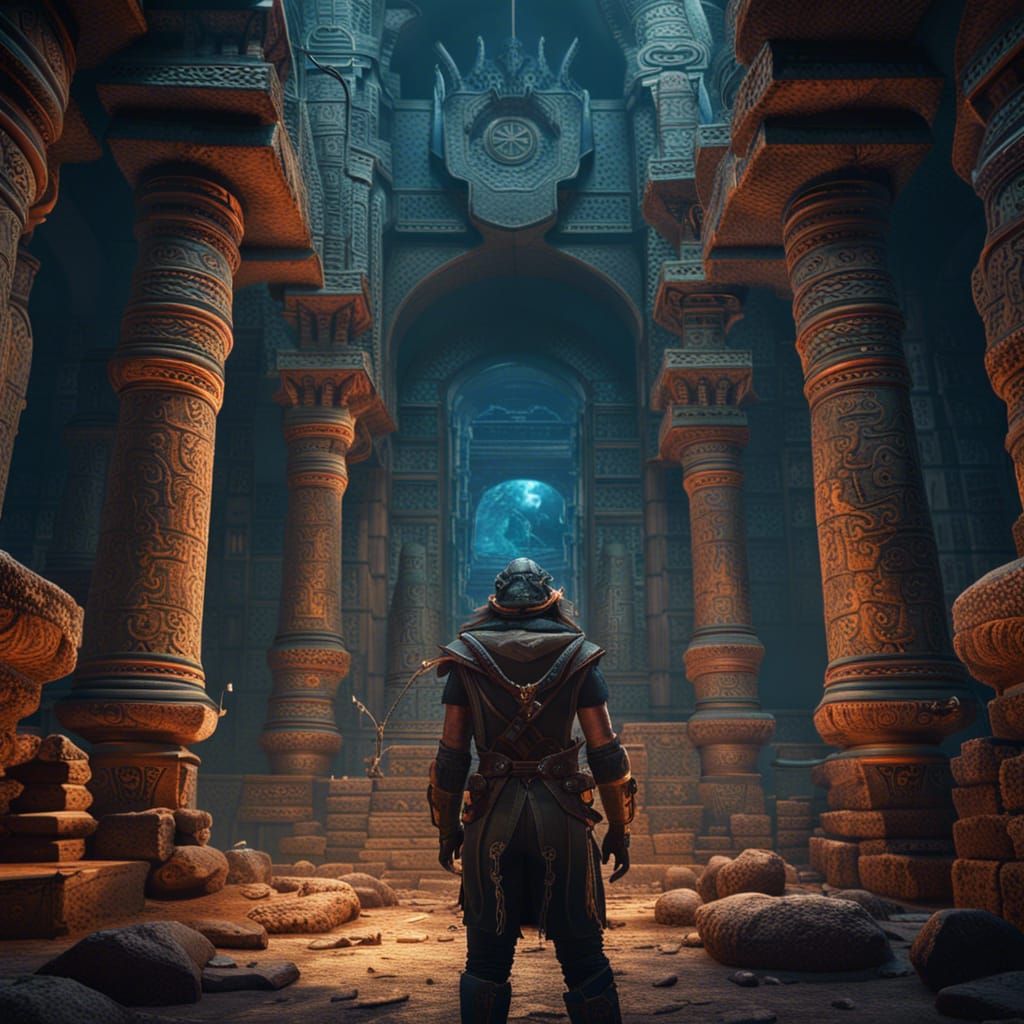 Lost Adventurer in Ancient Tomb Labyrinth