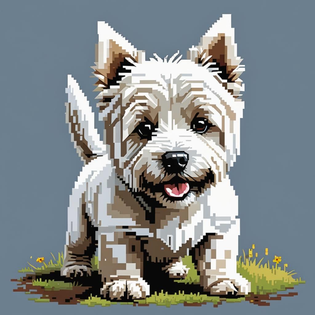 West Highland Terrier in Pixel Art Style