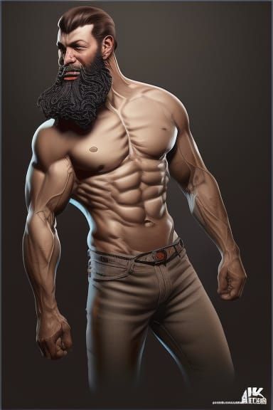 Hyperdetailed Portrait of a Muscular Bearded Man