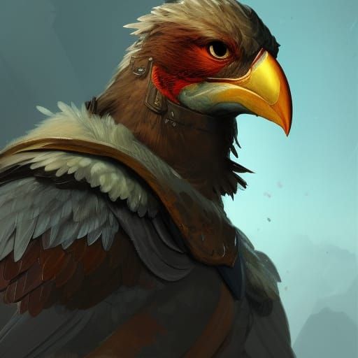 Detailed Portrait of Aarakocra Barbarian in Fantasy Art
