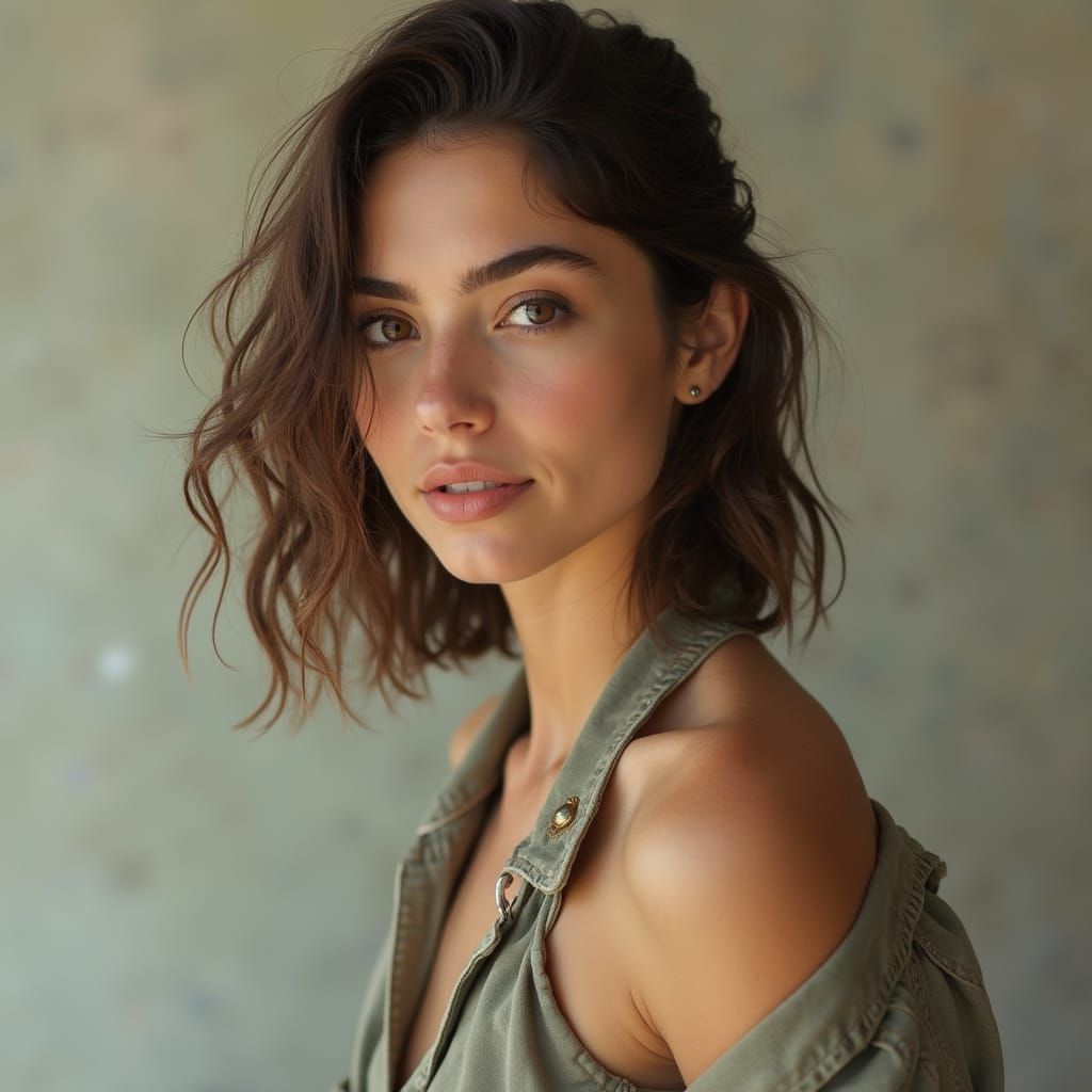 Elegant Portrait of Young Woman in Art Nouveau Style