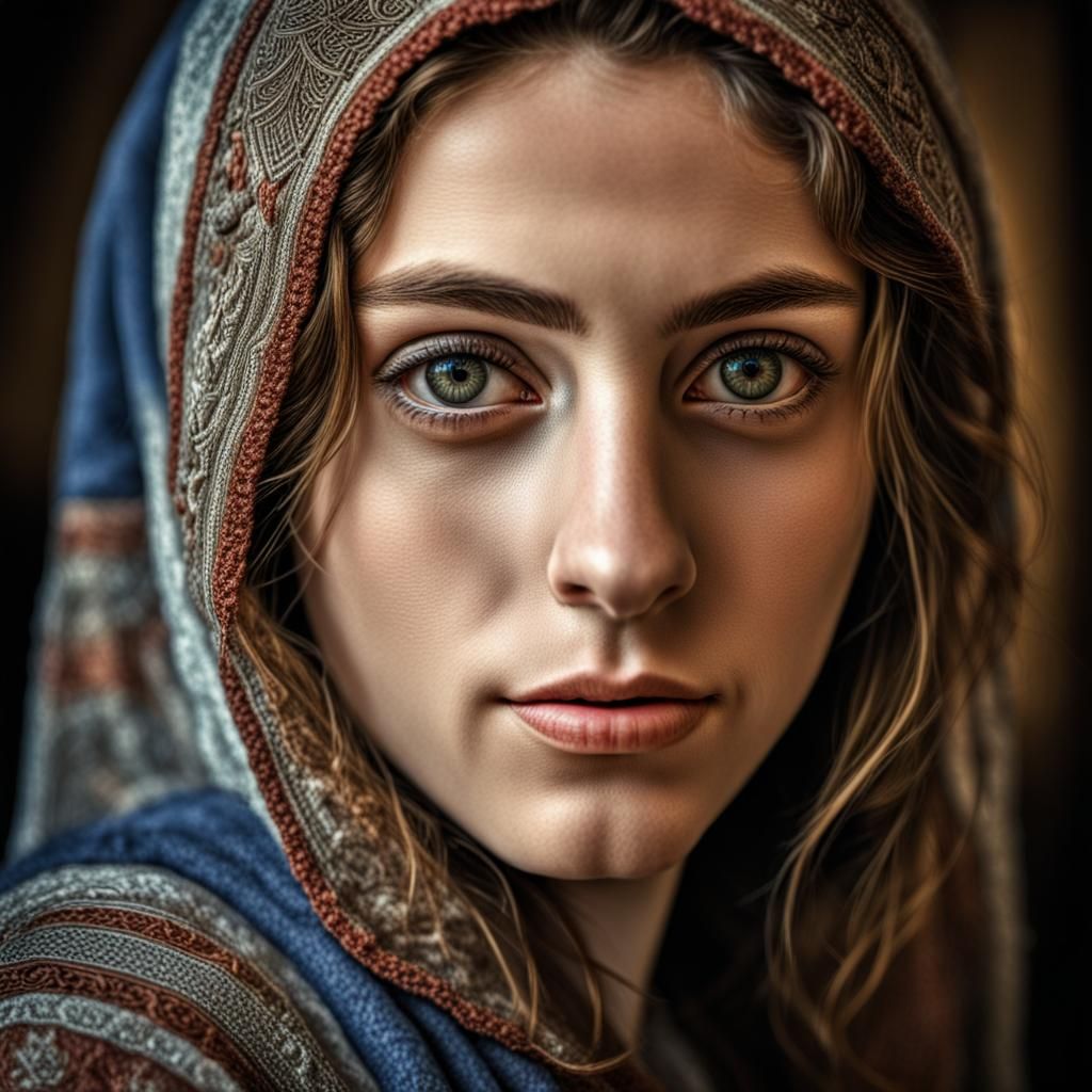 Beautiful Hyperrealistic Portrait of a Jewish Woman