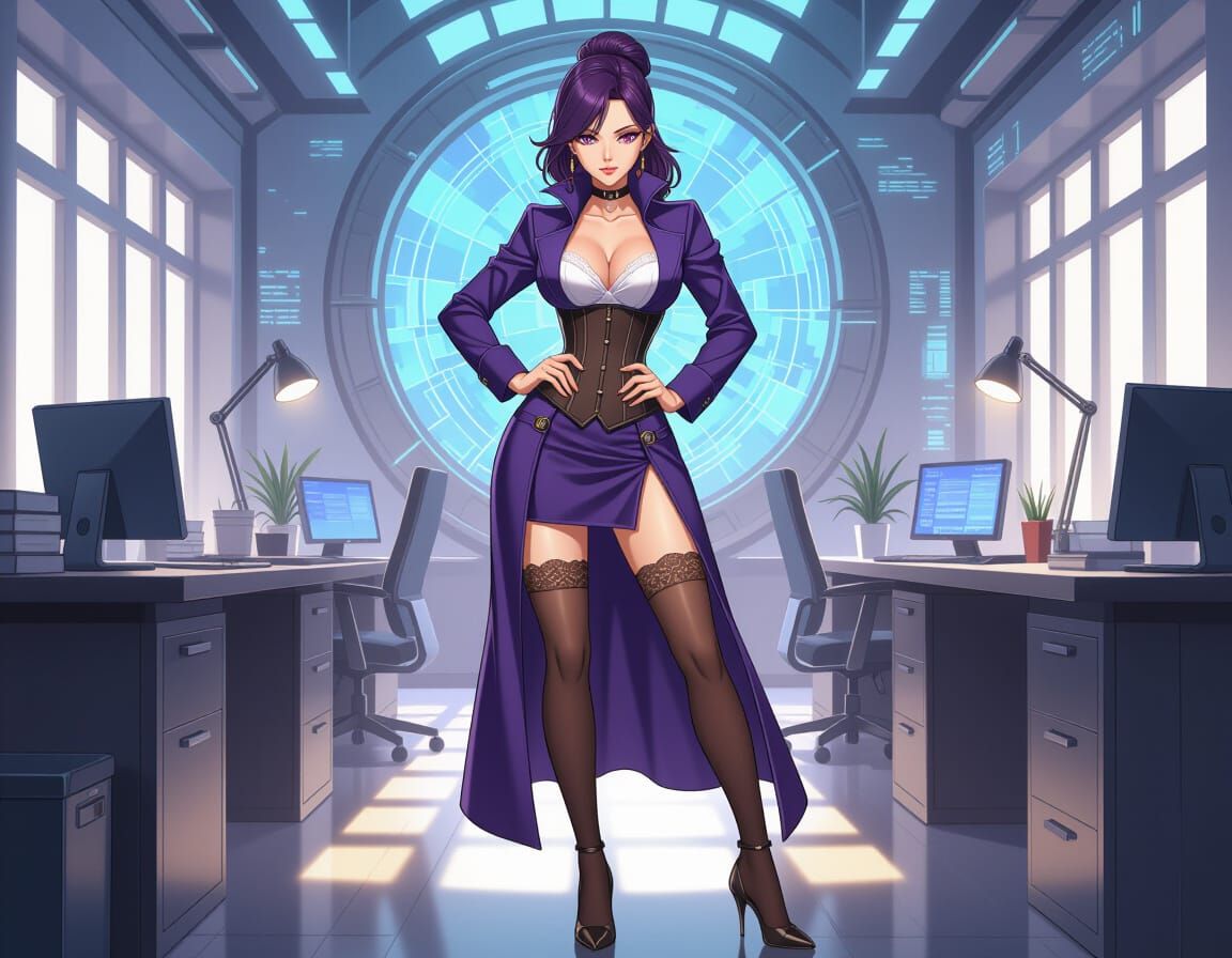 Sci-Fi Fantasy Secretary in Manga Scan Style