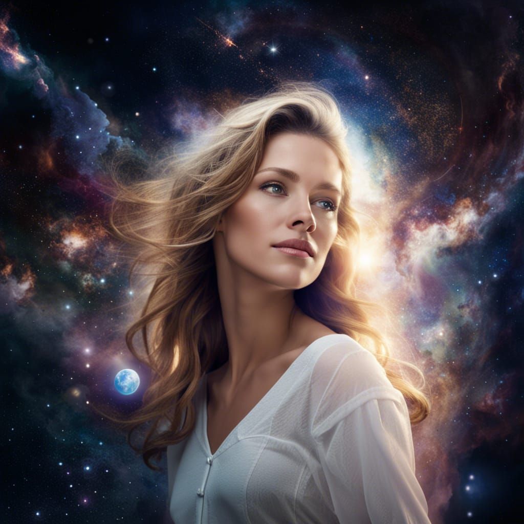 Angelic Woman in Space: Professional Portrait