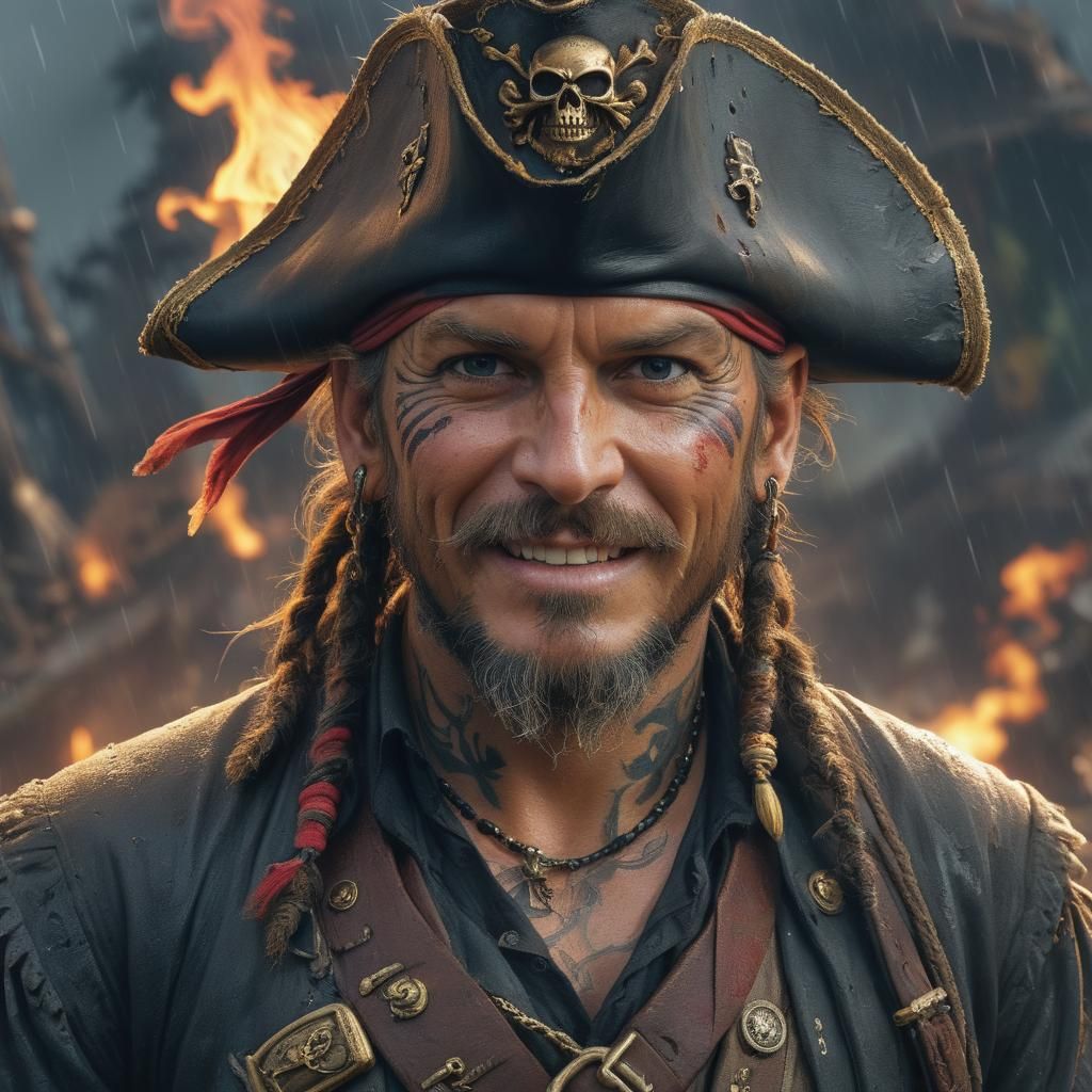 Cursed Pirate Captain Portrait in High Seas Maelstrom
