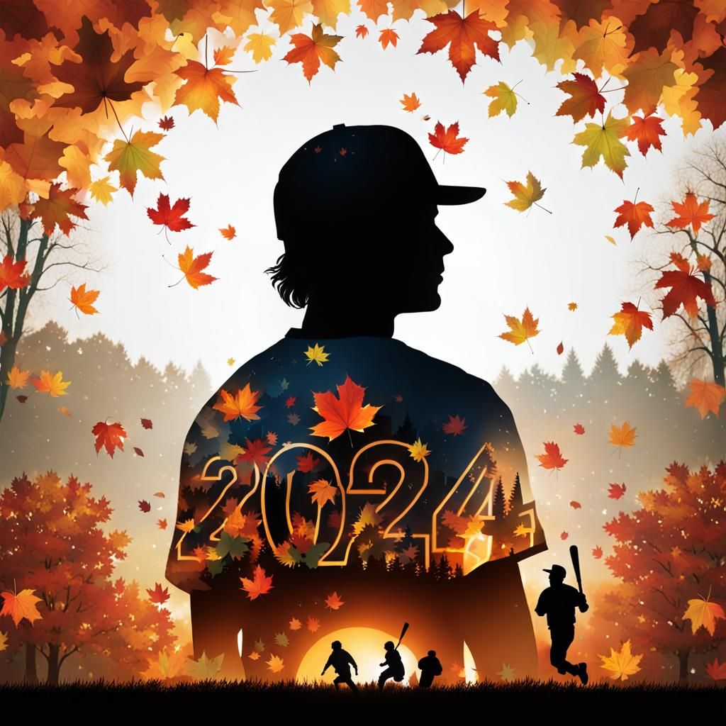 Baseball and Autumn Double Exposure for 2024