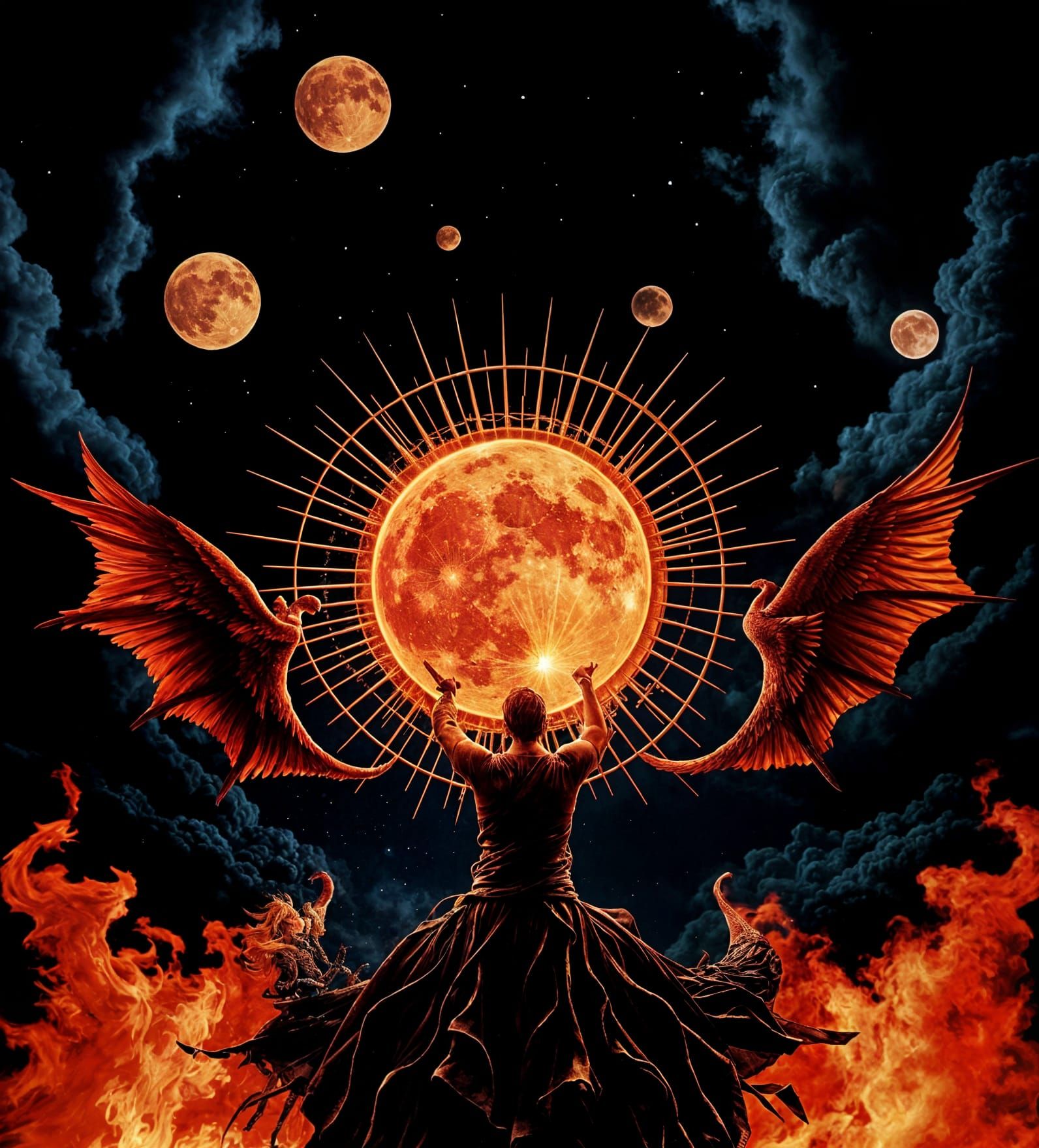 Vibrant Pop Art Explosion: Volcanic Moonscape