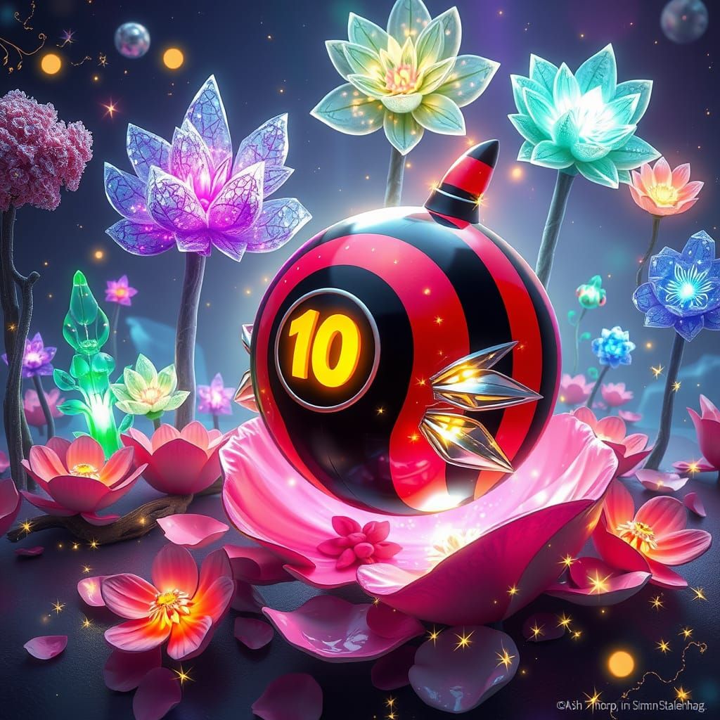 Spinning Striped Creature in Dreamlike Digital Art