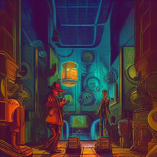 Secret Agent in Fantasycore Style Oil Painting