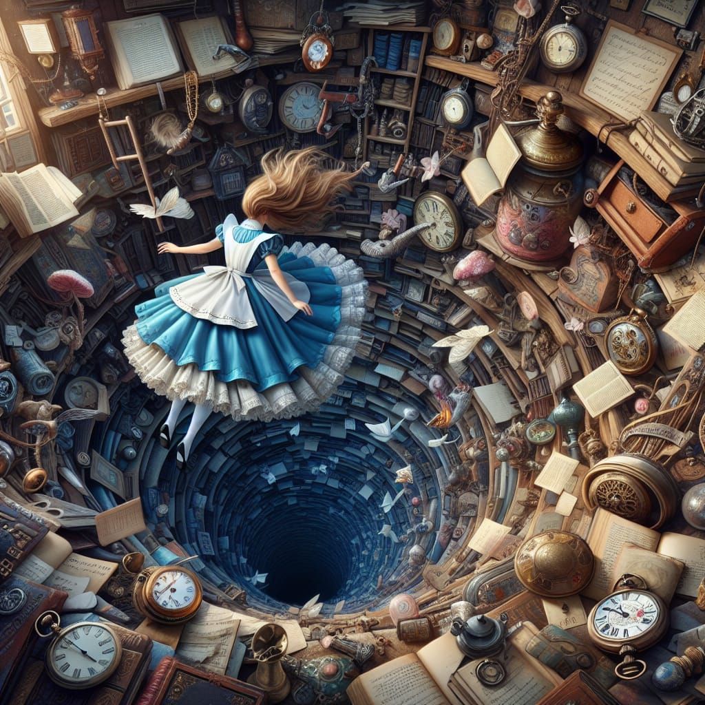 Steampunk Alice Falling into Wonderland