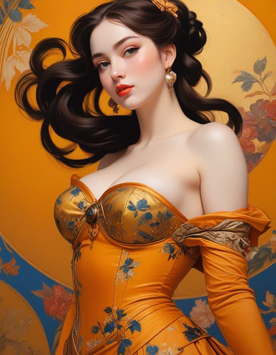 Medieval Fantasy Pinup Portrait in Édouard Manet Style