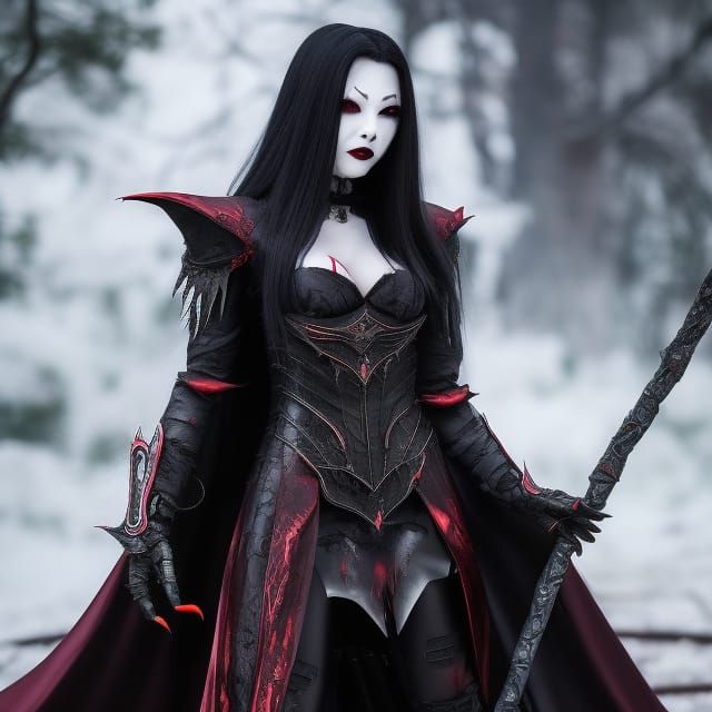 Sinister Vampire Woman in Art Deco Armor