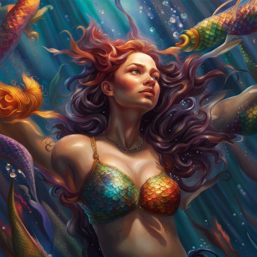 Hyperrealistic Mermaid in Splash Art Style