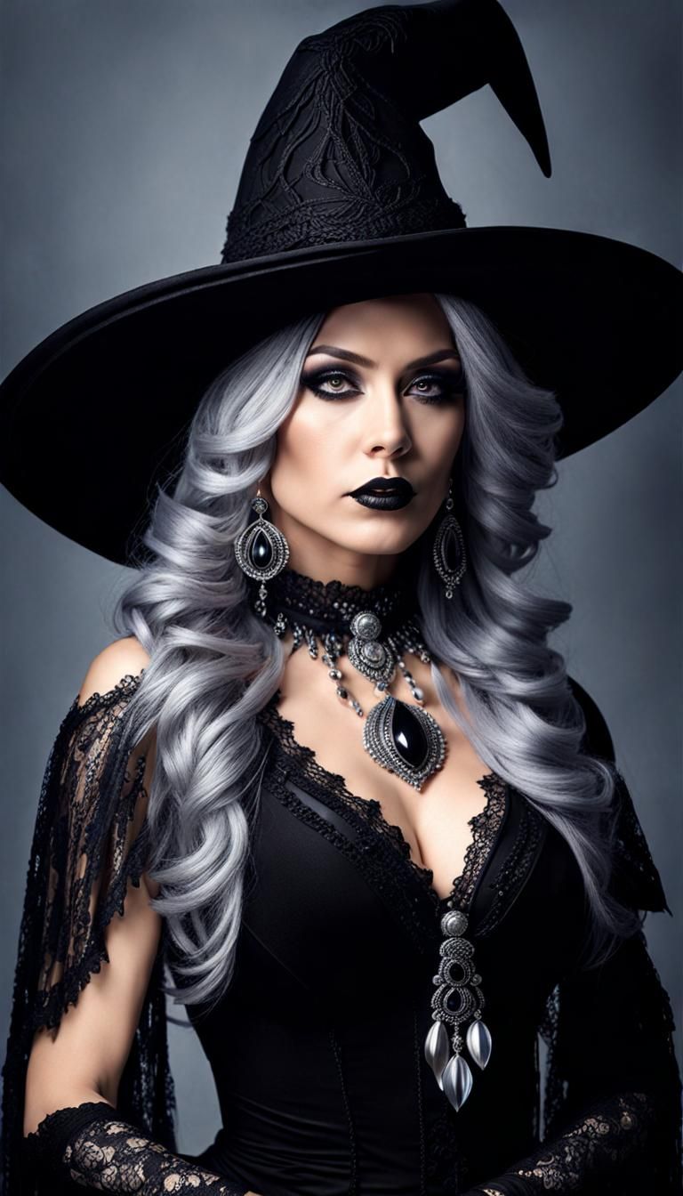 Provocative Witch Portrait in Hyperrealistic 16K Resolution